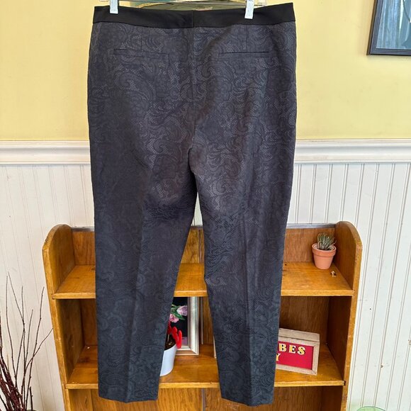 Halogen 12 NWT Black Brocade paisley tailored zipper close pants slacks trousers - Picture 2 of 9